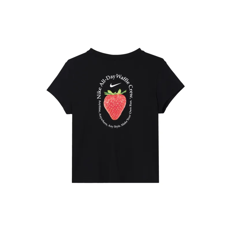 Nike Sportswear Women's Letter Strawberry Print Crewneck T-Shirt Black-1
