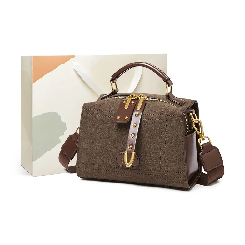 15 MINS Synthetic Leather Shoulder Bag Crossbody Bag Handbag Small Size Women's Coffee-0