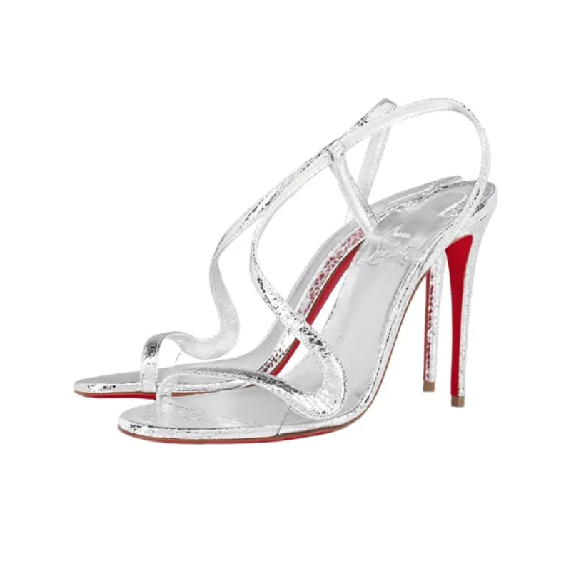 CL LUBOTING One Strap Sandals Women's Silver-2