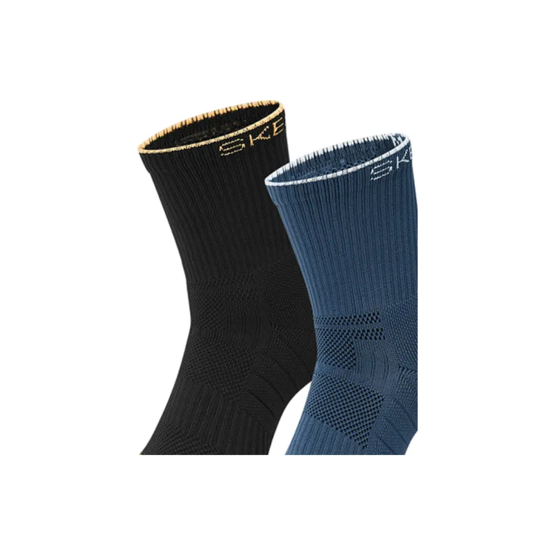 Skechers Mid Calf Socks Unisex 2 Pack Black/Dark Denim Blue-2