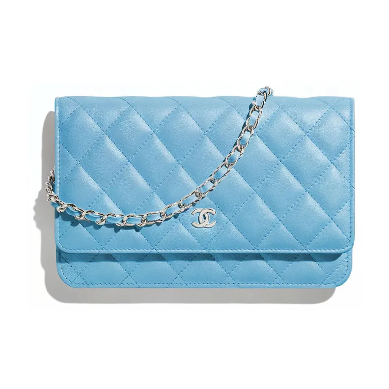 CHANEL WOC Lambskin Flap Bag, Shoulder Bag, Crossbody Bag Women's Blue-0