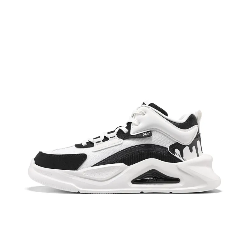 361° Jincheng Anti Slip And Wear Resistant Height Increasing Mid Top Casual Shoes Men's White Black-0