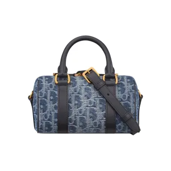 DIOR Oblique Jacquard Fabric Shoulder Bag Crossbody Bag Handbag Mini Women's Blue