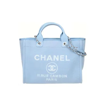 CHANEL Canvas Beach Bag, Tote Bag, Tote Bag, Shopping Bag, Canvas Bag, Handbag, Shoulder Bag Women's Blue