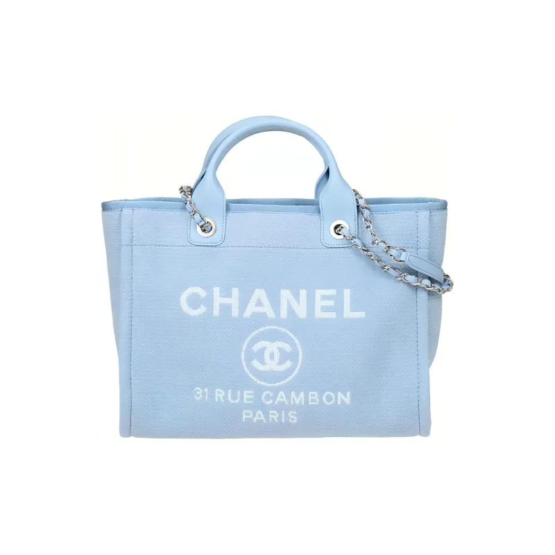 CHANEL Canvas Beach Bag, Tote Bag, Tote Bag, Shopping Bag, Canvas Bag, Handbag, Shoulder Bag Women's Blue-0
