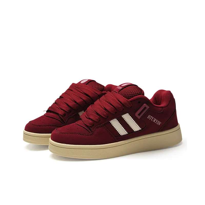 STUR YSN Wear resistant And Lightweight Low Top Skateboard Shoes Unisex Matte Burgundy-1