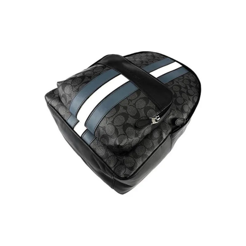 COACH Houston Canvas With Leather Backpack Regular Men's Black & Blue-4