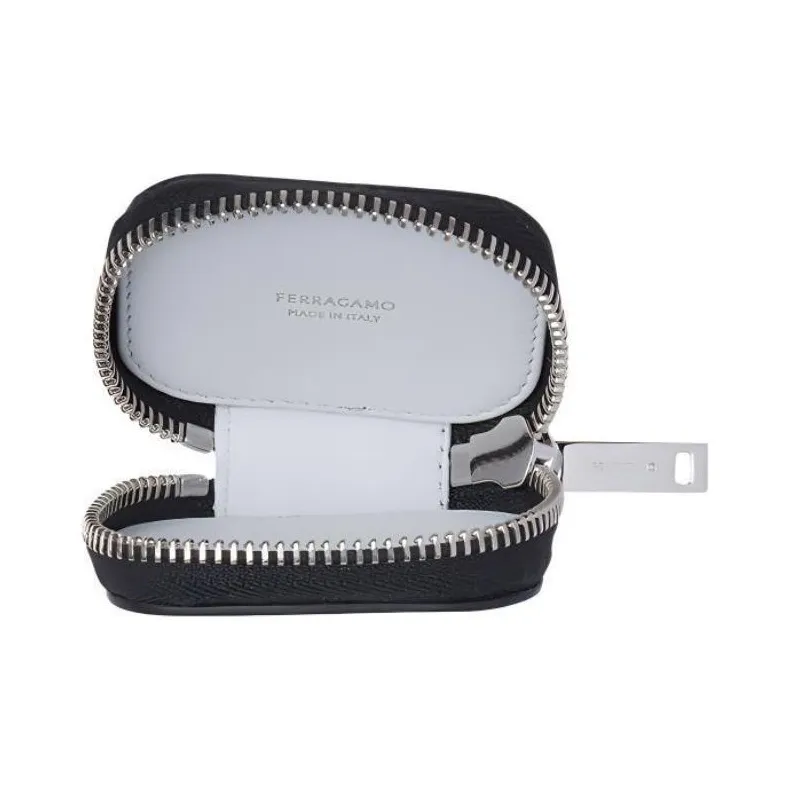 FERRAGAMO Calfskin Wallet Coin Purse Women's Black-3