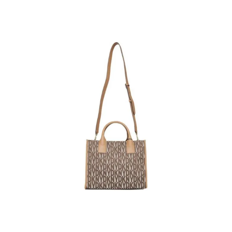 DKNY Calfskin Trim Handbag Women's White/Blue Earth Brown/Coffee-3