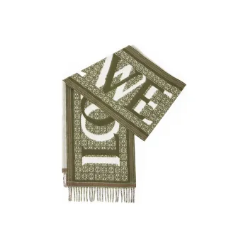 LOEWE Wool, Cashmere, Cashmere Knit Scarves Women's Dark Green