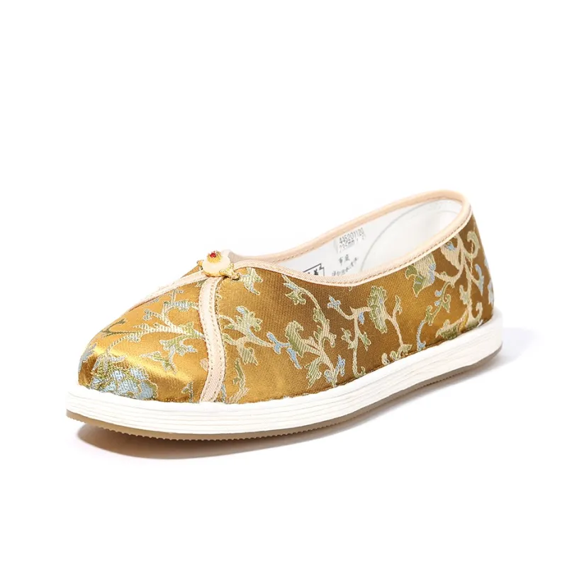 Old Meihua Casual Single Shoes Women's Gold-2