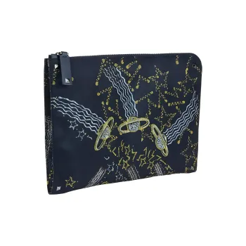 Valentino Canvas Canvas Bag Clutches Men's Marine Blue