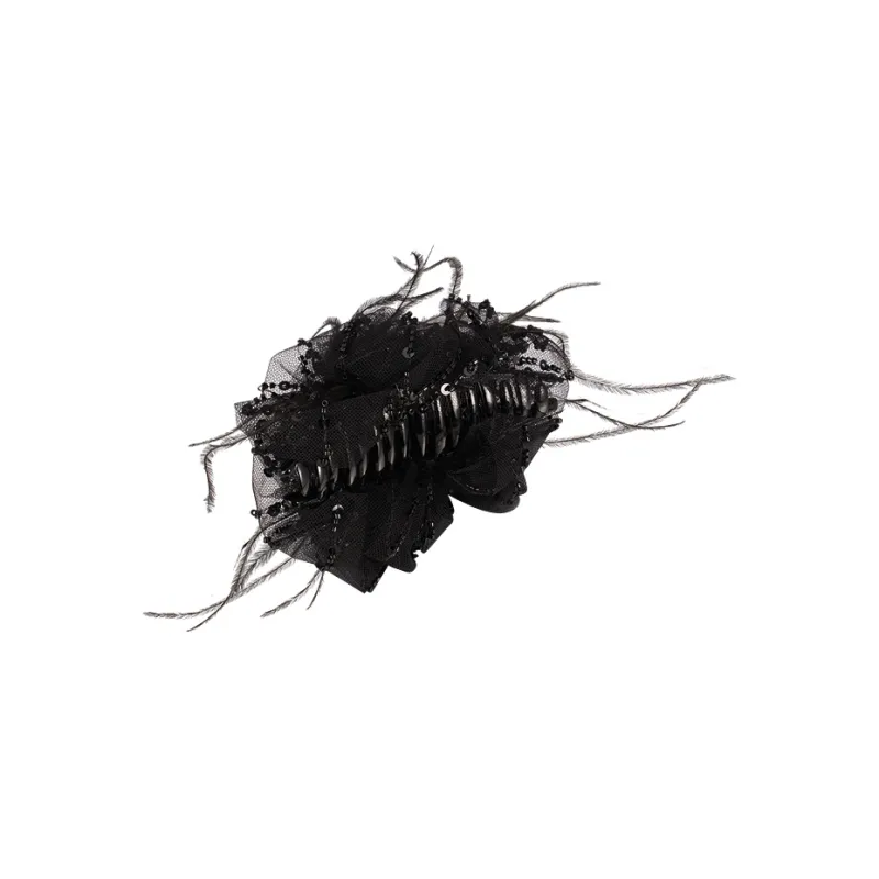 AJIDOU Feather+Glass Tube Hair Tie Women's-2