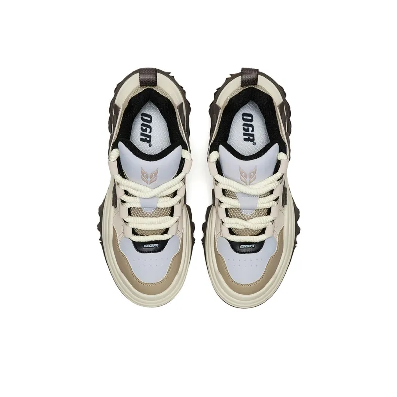OGR Wave Rider Skateboard Shoes Unisex Low Top White Brown-3