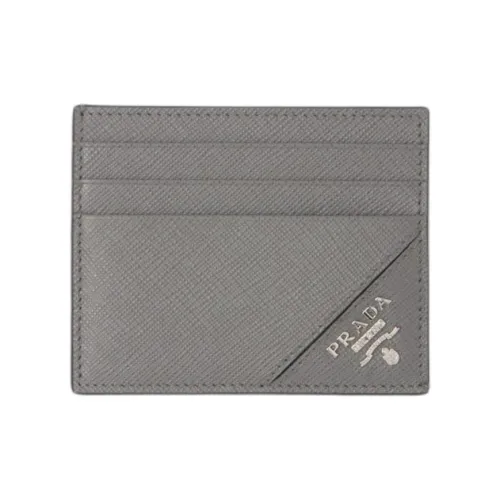 PRADA Saffiano Leather Card Holder Women's Gray