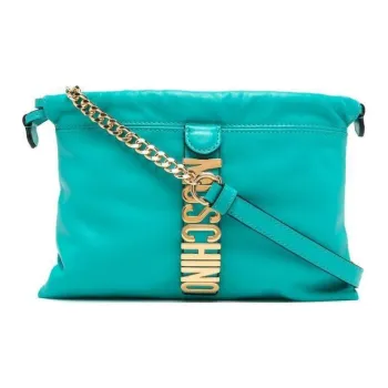 MOSCHINO Calfskin Messenger Bag Shoulder Bag Women's Turquoise