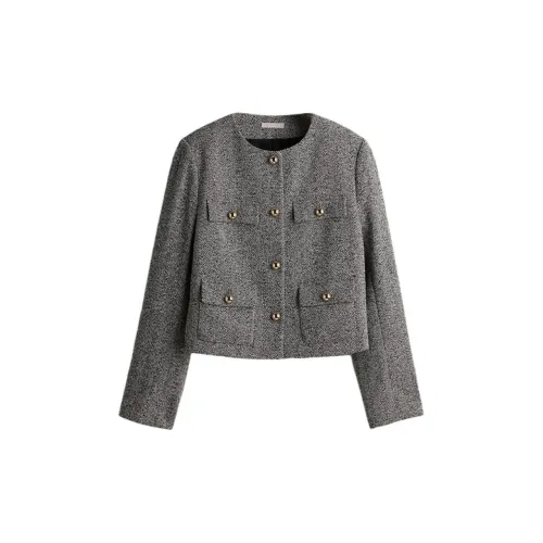 H&M Jackets Women's Gray/Herringbone