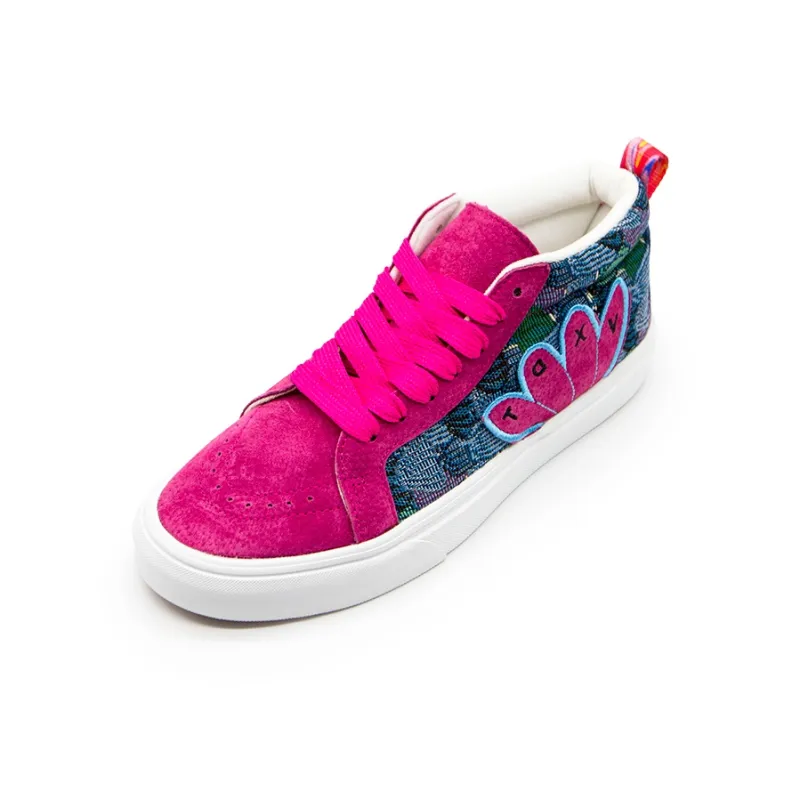 VXDT Skateboard Shoes Unisex Mid Top Dragon Fruit Pink/Camouflage Blue-1