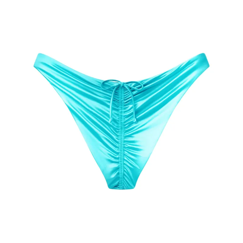 Khy FW24 DROP 010 Ruched Cheeky Bikini Bottom Swimming Shorts Women's Aqua Green-1