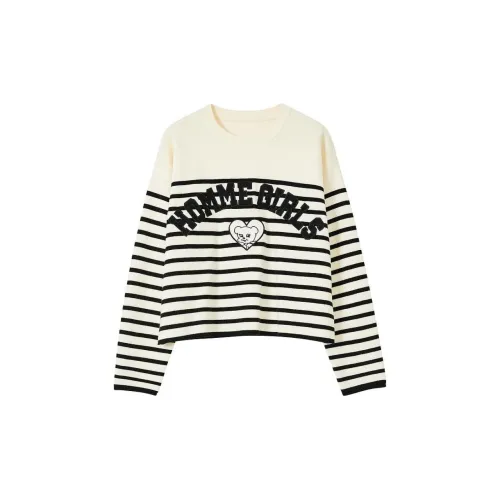 H'S Sweaters Women's Black/White Stripes