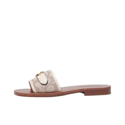 COACH Slide Slippers Women's Light Coffee