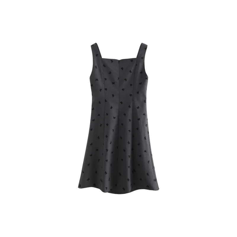 SUBEN Sleeveless Dress Women's Ash Gray With Floral Pattern-1