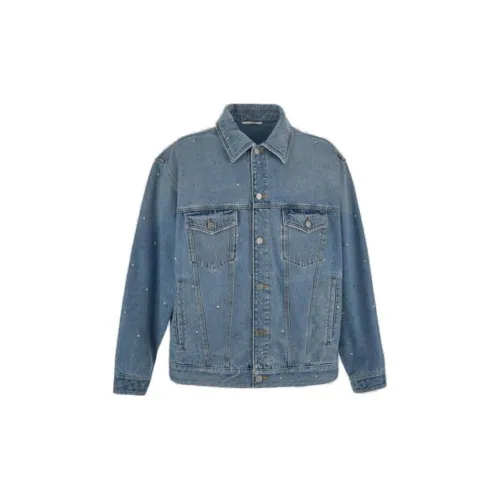 Valentino Denim Jackets Men Denim Blue