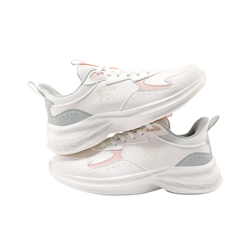 361° Cushioning Anti-Slip And Wear-Resistant Low-Top Casual Running Shoes Women's White Pink-3