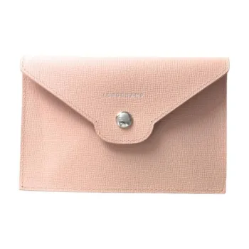 LONGCHAMP Calfskin Card Holder Wallet Unisex Pink