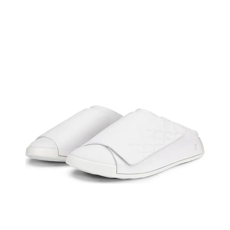Ecco Abrasion Resistant Closed Toe Slippers Men's Gray White-2