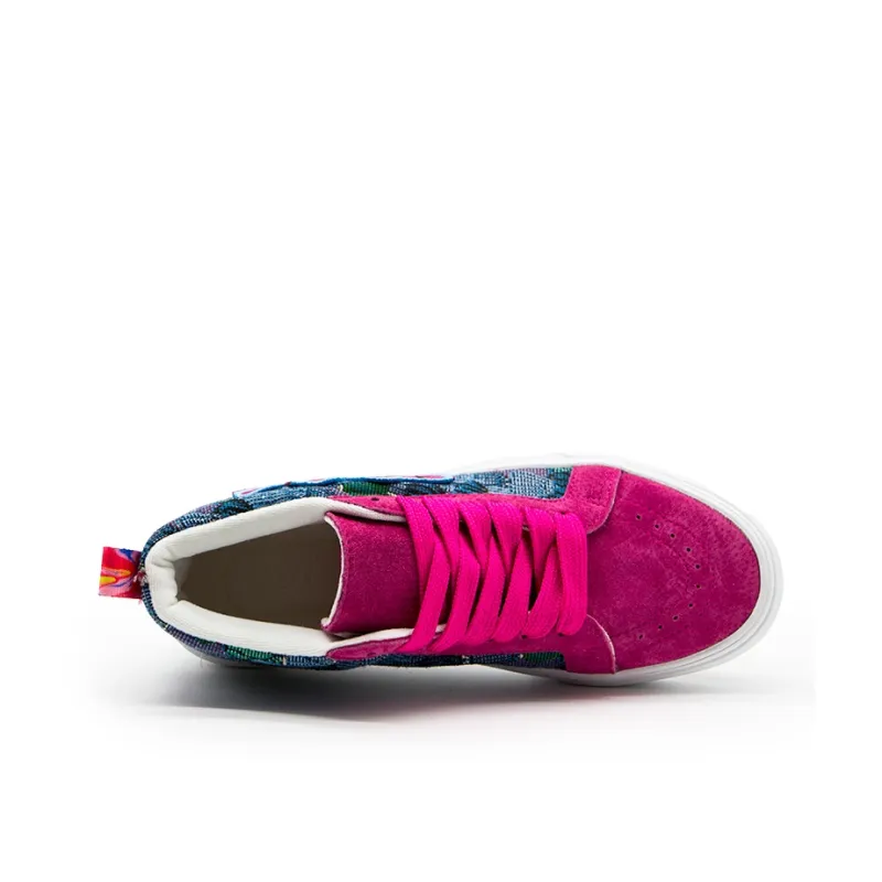 VXDT Skateboard Shoes Unisex Mid Top Dragon Fruit Pink/Camouflage Blue-3