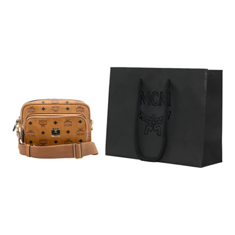 MCM Aren Small Canvas Crossbody Bag Cognac-8