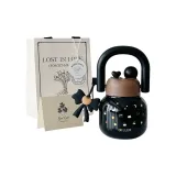 [Floral Shopping Bag+Greeting Card]Black (DIY Multicolor Kitten Stickers+Cup Cleaning Brush)