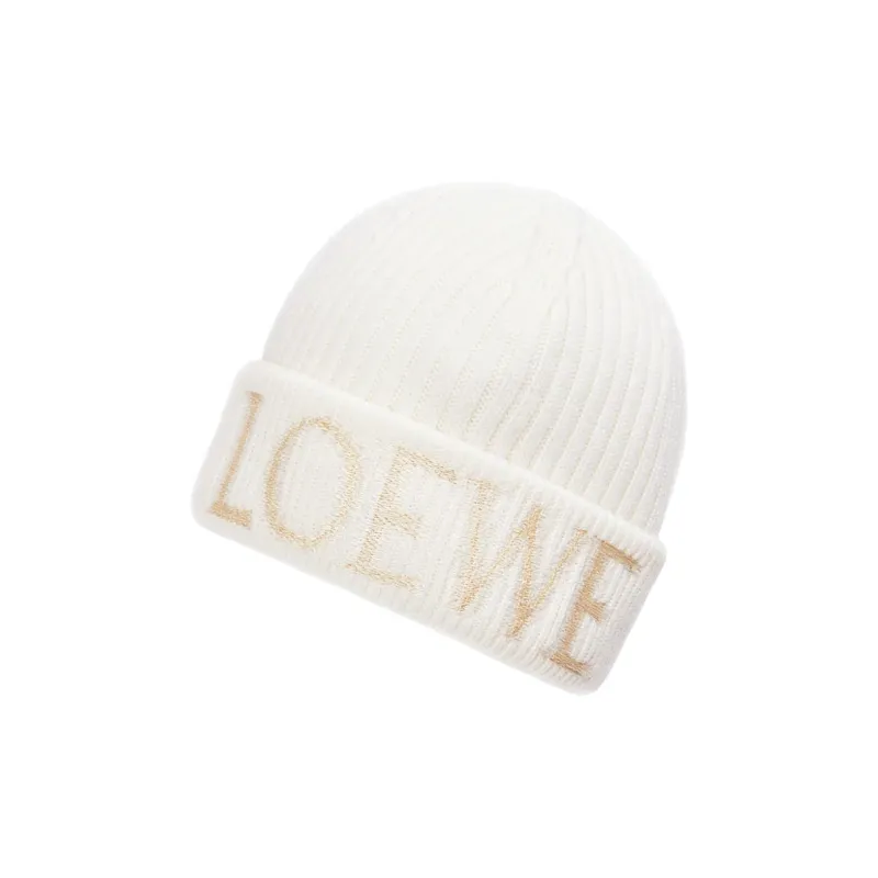 LOEWE Wool Knit Beanies Women's White-2