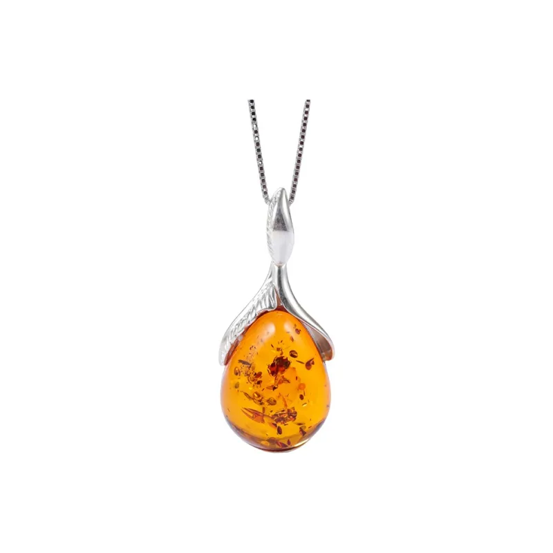 S&A S925 Silver Amber Necklaces Women's-3