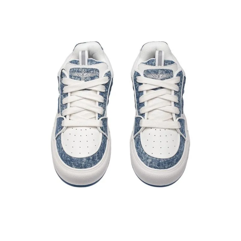Boy London Wear Resistant Low Top Skateboard Shoes Unisex Blue-3