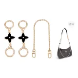 (Gold-Tone) Black Four-Leaf Clover Extender Chain 10cm*2+Decorative Chain 40cm