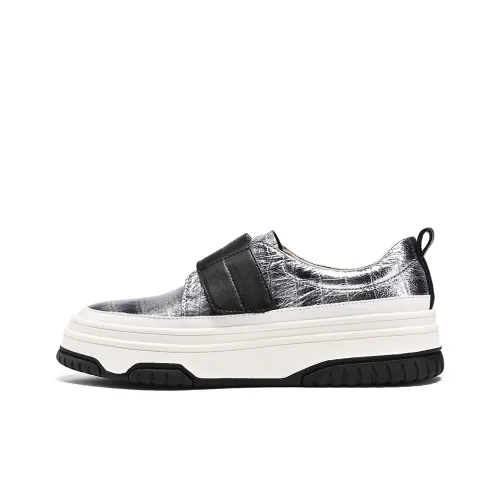 BOSSSUNWEN Skateboard Shoes Women's Low-Top Black