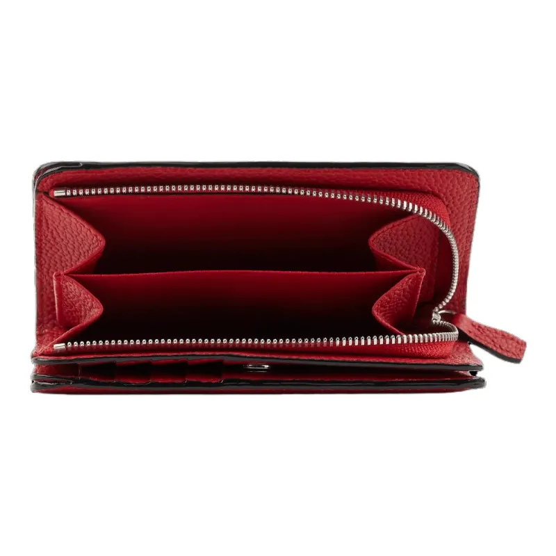 LANCEL Grained Cow Leather Wallet Women's Red Lanzeal-2