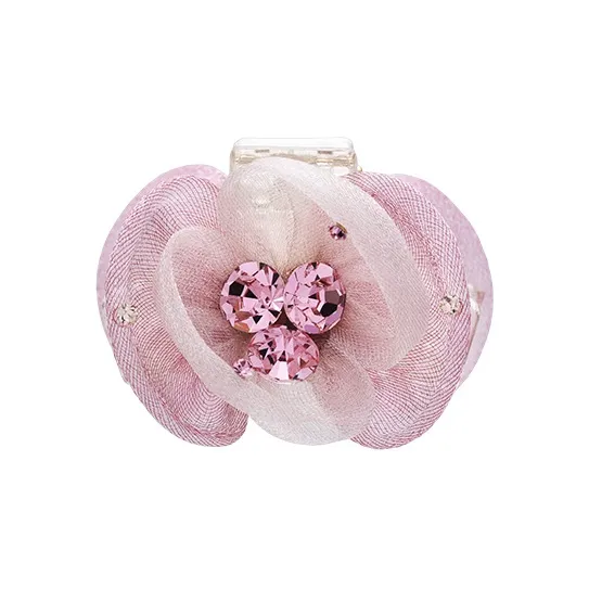 ROYALSASA Silk Chiffon Faux Crystal Acrylic Hair Claw Clip Women's-0