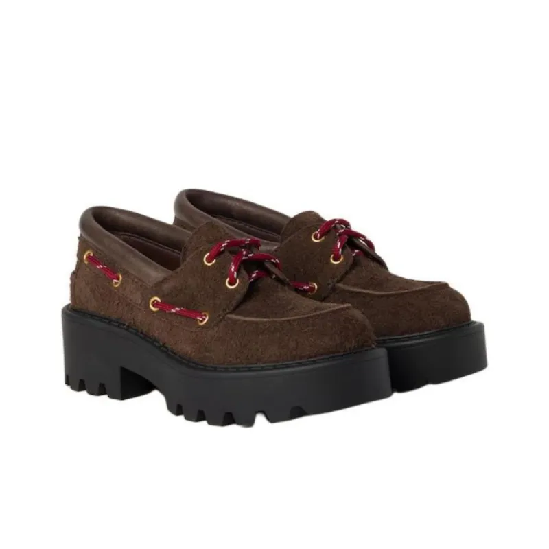 MIU MIU Suede Loafers Loafers Women's Brown-2