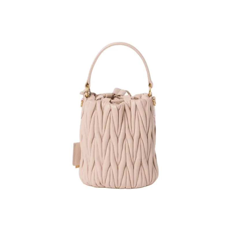 MIU MIU Matelassé Leather Bucket Bag, Handbag, Shoulder Bag, Crossbody Bag Women's Pink-2