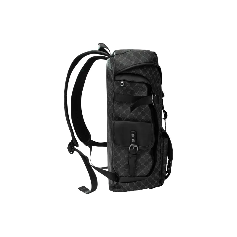 KONADCT Oxford/PU 17 Inch Backpack Large Size Unisex Black/Monogram-10