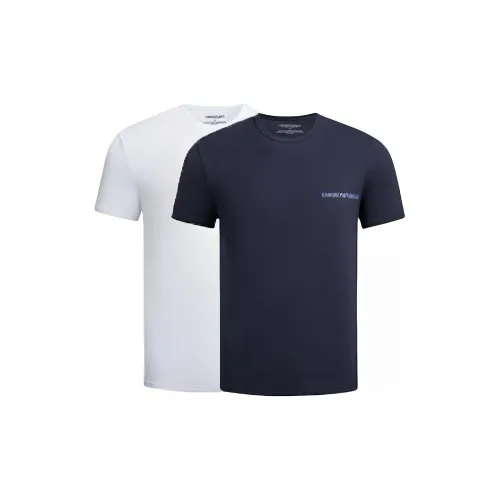 EMPORIO ARMANI T-Shirts Men Set Of 2 White+Navy Blue