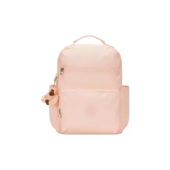 Kipling Polyamide Backpack Large Size Unisex Beige/Metallic Silver/Haze Brown Gray Pink/Haze Brown Gray Pink/Dark Blue