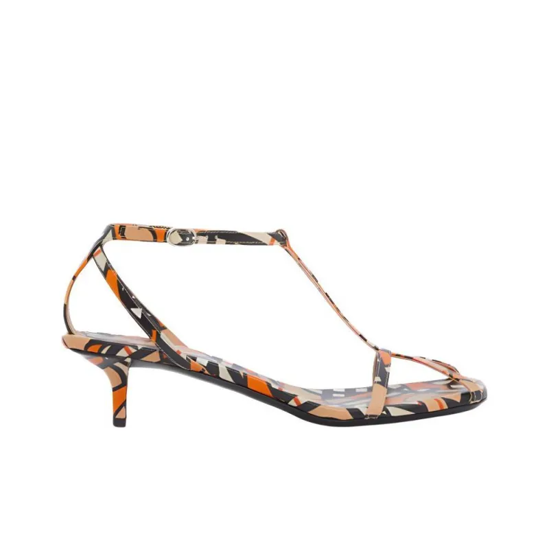 Burberry Stylish Sandals Women's Black Orange-3