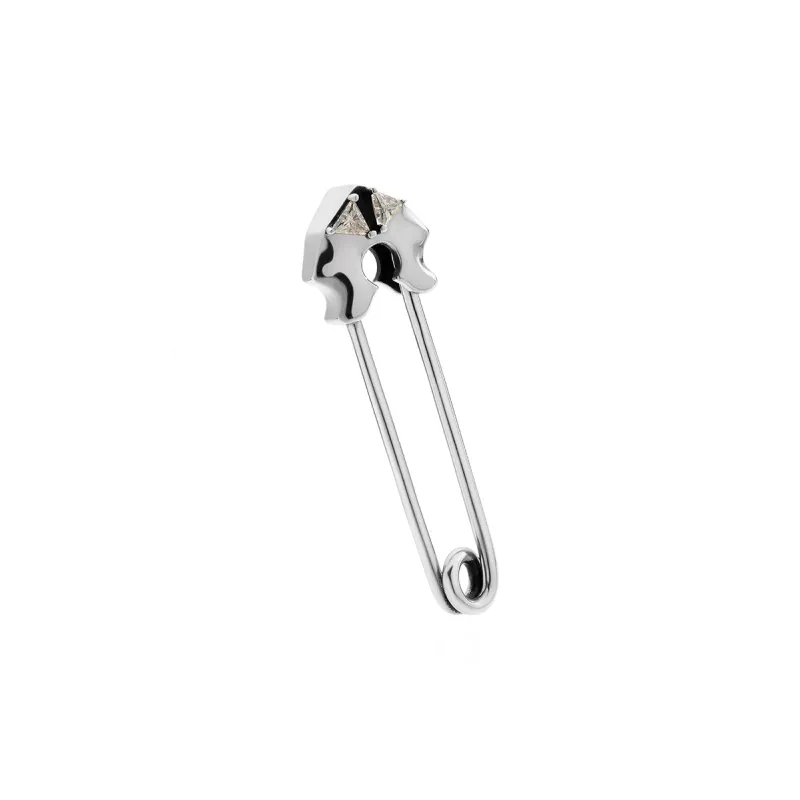 ROCK&RIDE 925 Sterling Silver Inlay White Zircon Brooches Unisex-1