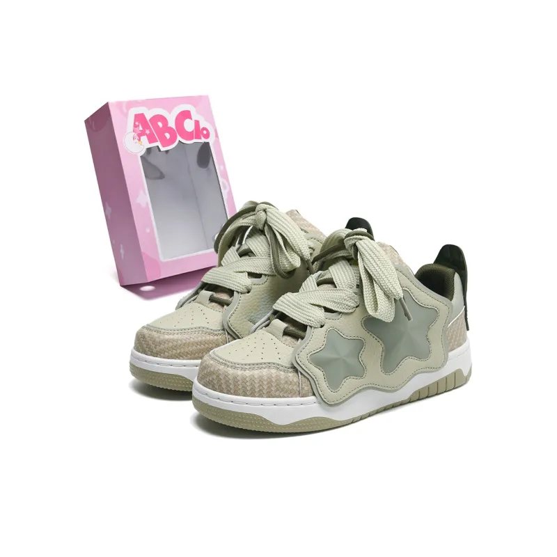 ABCIO Skateboard Shoes Women's Low Top White, Yellow-32