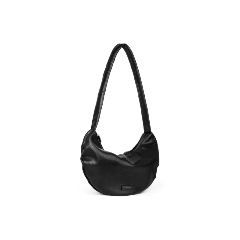 INJOYLIFE Cow Leather Crossbody Bag Large Size Women's Black-1
