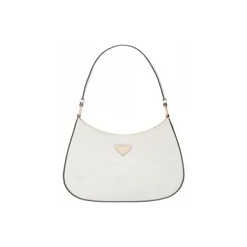 PRADA Cleo Shiny Leather Crescent Bag Handbag Shoulder Bag Women's White